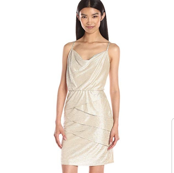 metallic gold cocktail dress